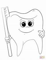 Tooth Toothbrush Coloring Pages Cartoon Drawing Brush Printable Color Print sketch template