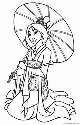 Mulan Coloring Pages Coloring4free Umbrella Holding Related Posts sketch template