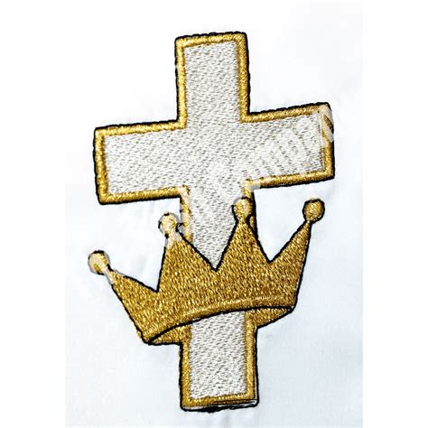 crown  cross white clergy stole matching border  fringe