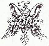 Coloring Pages Drawing Cross Skull Wings Tattoo Angel Crosses Tattoos Choose Board Designs Drawings sketch template