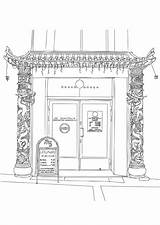 Restaurant Coloring Chinese Pages Large sketch template
