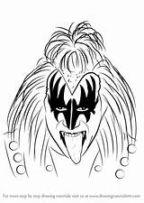 Gene Simmons Draw Step Template Sketch Drawing Coloring sketch template