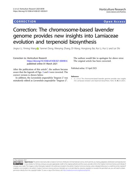 pdf correction the chromosome based lavender genome provides new