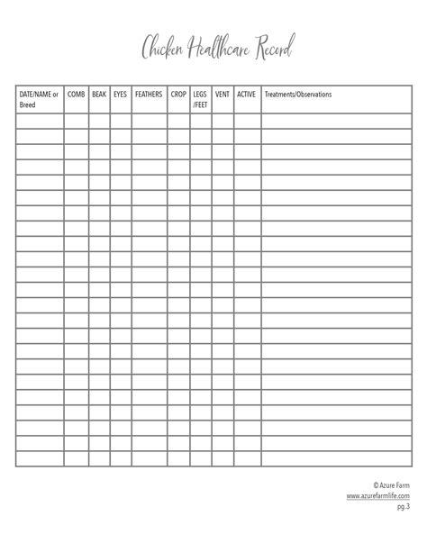 printable poultry record keeping templates printable templates
