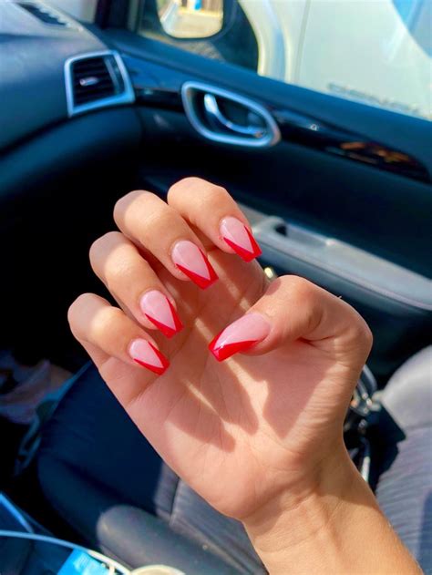 red tip nails red tip nails nails beachy nails