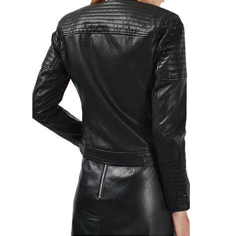 Black Motorcycle Leather Jacket For Womens Motorcycle