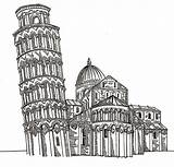 Pisa Torre Italie Italien Pise Toren Colorare Coliseo Ausmalen Coloriages Turm Inclinada 1022 Rom Malvorlagen Volwassenen Adultes Adulti Trevi Venedig sketch template