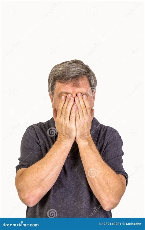 Mature Man Slapping Hands In Front Of The Face Stock Image Image Of