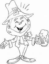 Leprechaun Coloring Smiling Beer Holding sketch template