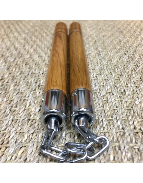 wooden nunchaku with two black grooves for excellent grip