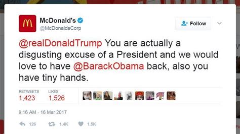 mcdonald s tweet blasts president trump and is quickly deleted the two way npr