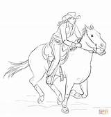 Coloring Cowgirl Horse Pages Drawing Riding Cowboy Girl Drawings Draw Printable Color Horses Kids Western Rodeo Step Tutorials Trace Saddle sketch template
