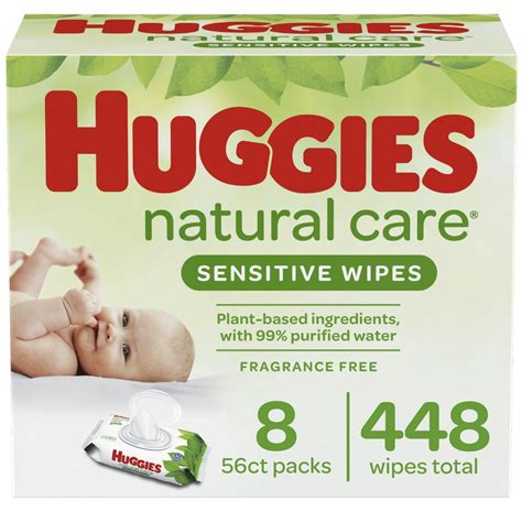 huggies natural care sensitive baby wipes unscented  flip top packs