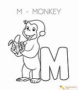 Coloring Monkey Letter Alphabet Pages Easy Kids Sheet Playinglearning Learning Through Letters Kindergarten sketch template