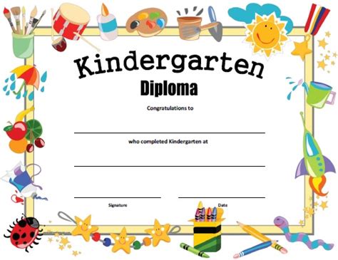 editable kindergarten certificate templates printable templates