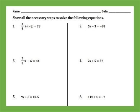 solving  step equations practice worksheet ii practices worksheets