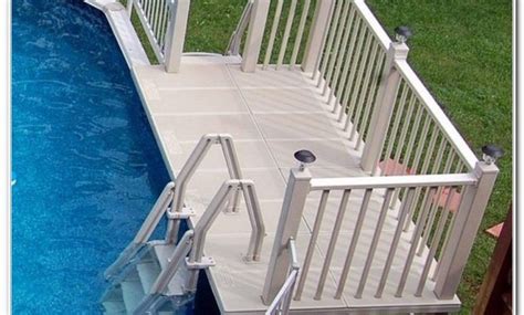ground pool ladder deck attachment  ground