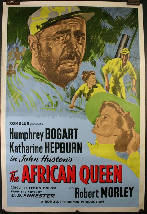 african queen original vintage humphrey bogart  katharine hepburn  poster