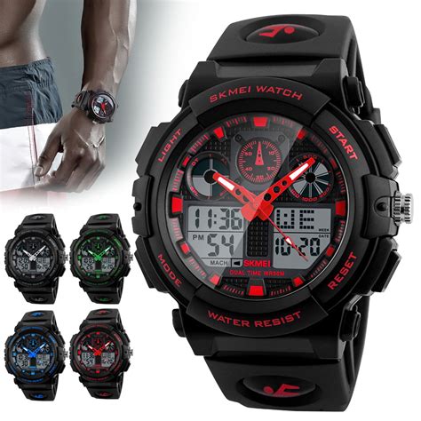 mens digital sports  large face waterproof wrist watches  men casual military