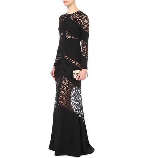 elie saab lace panel crepe gown lace panelled gowns
