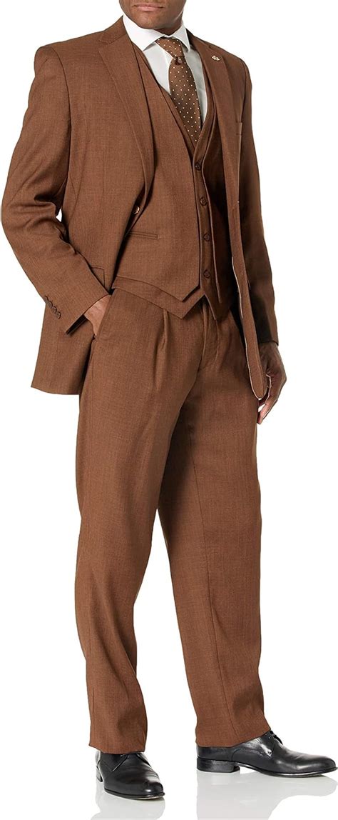 stacy adams big and tall men s 3 piece notch lapel classic fit suit tan