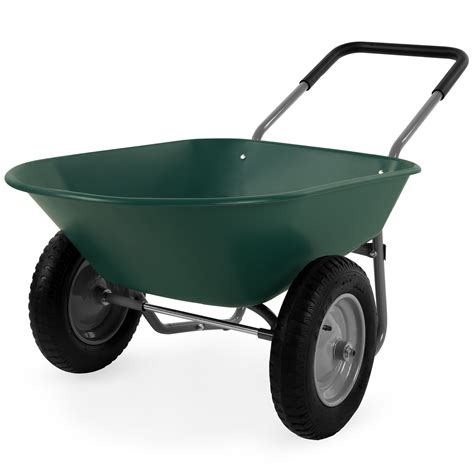 choice products dual wheel home wheelbarrow yard garden cart  lawn construction green