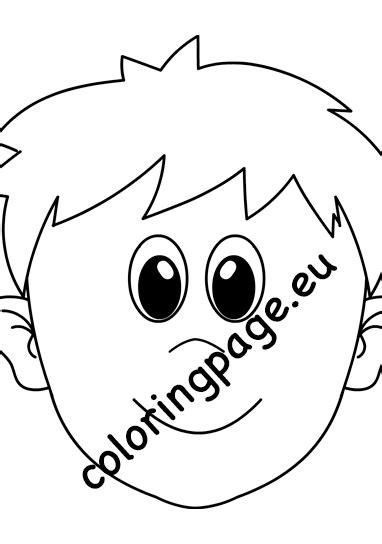 boy cartoon face template coloring page