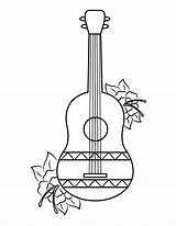 Ukulele Coloring Flowers Pages sketch template