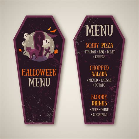 halloween menu design  coffin shape   vectors clipart
