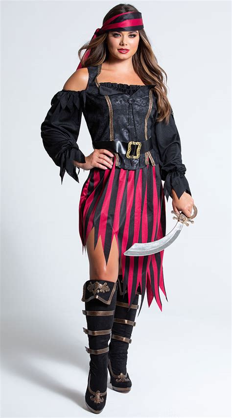 Queen Of The High Seas Costume Black And Red Pirate Costume
