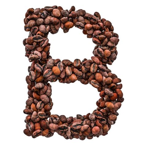 alphabet letter   roasted coffee beans  rendering stock