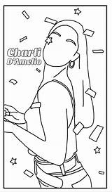Charli Damelio Tik Amelio Quarentine Charlidamelio Dixiedamelio Coloringpages Coloriage sketch template
