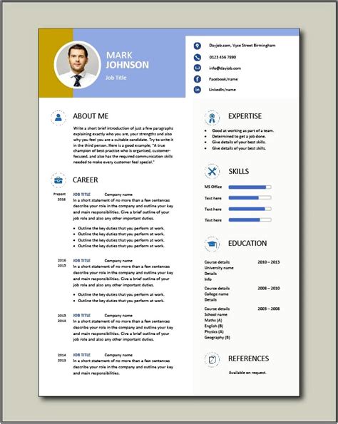 cv template  picture   resume  gallery