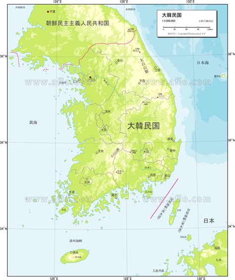 地図素材 大韓民国 自然図 [82240] ベクトル地図素材 加工編集できるai形式データ アフロモール