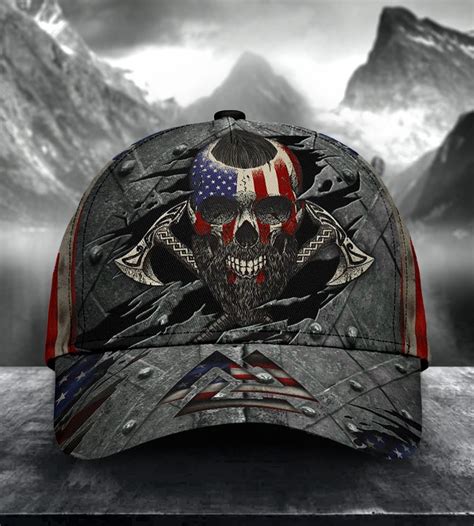 viking american flag classic cap skull hat american flag etsy