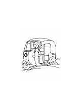 Auto Coloring Rickshaw Driving sketch template