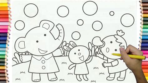 learning   draw blowing bubbles colorful  kids coloring