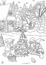 Coloring Christmas Pages Gnome Gnomes Tree Decorating Printable Color Snowman Search Dwarfs Wonder Elves sketch template