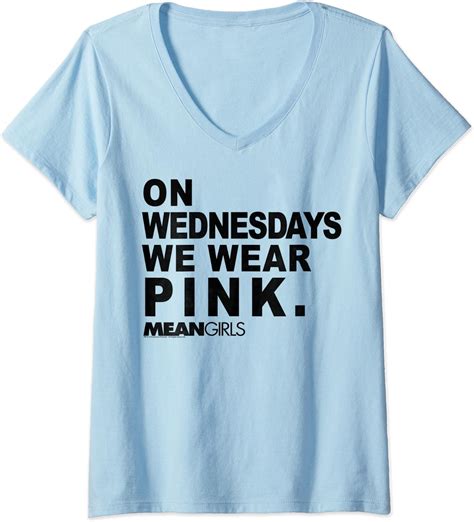 Womens Mean Girls On Wednesdays We Wear Pink Text Quote V