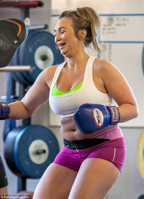 lauren goodger wears sports bra and tiny shorts to do some boxing