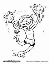 Cheerleader Drawing Coloring Pages Printable Cheerleading Kids Cheer Clipart Line Library Choose Board Tumbling sketch template