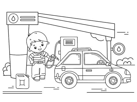 gas station  coloring page  printable coloring pages  kids