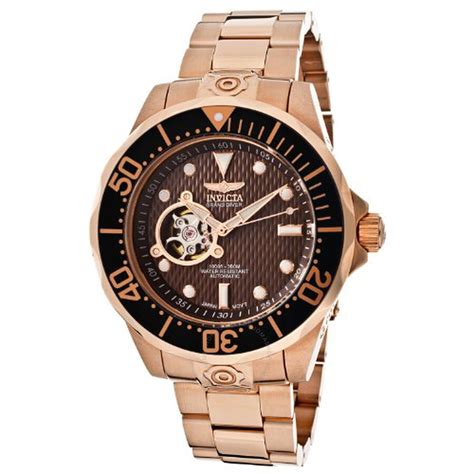 invicta pro diver brown dial kt rose gold plated mens