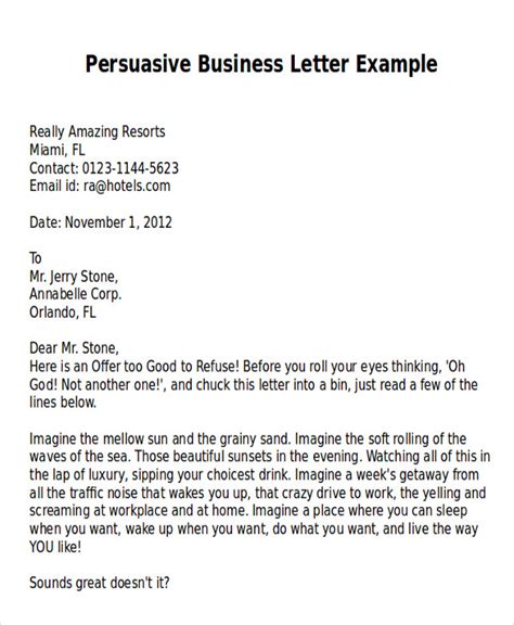 sample persuasive business letter templates  ms word