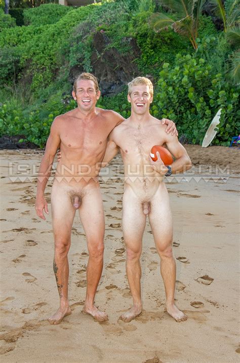 nyles and daddy van two straight surfer jocks playing football naked outside horny gay porn