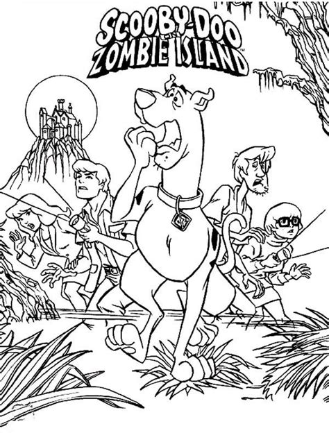 scooby doo team adventure  zombie island coloring page scooby doo