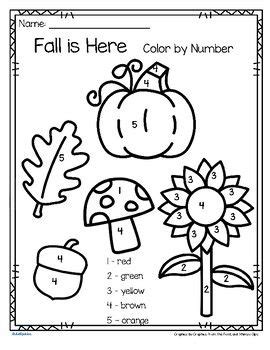 fall   color  number printables  pages fall kindergarten