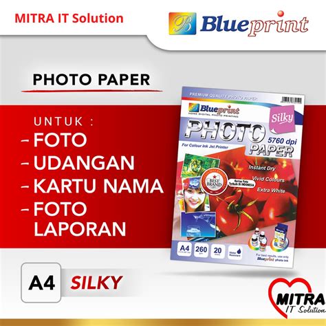 Jual Kertas Foto Kertas Silky Silky Photo Paper Blueprint A4 260gsm