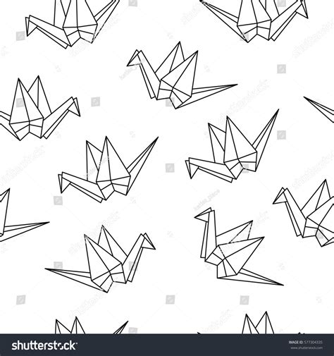 seamless pattern origami cranes paper crane stock vector