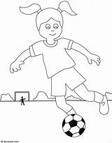 Soccer Coloring Pages Girl Kids Playing Color Clipart Football Player Play Drawing Print Printable Sports Getdrawings Boys Getcolorings Colorings Colori sketch template